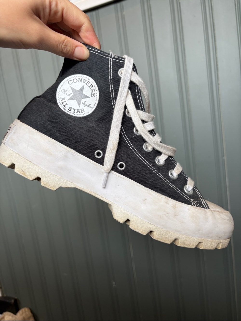 Converse Black and White High-Top Lug Sole Sneaker